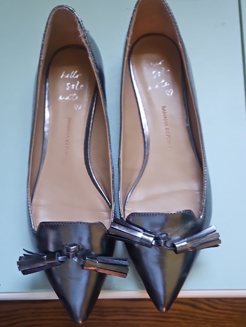 Banana Republic Metallic Black Pointed Tassel Flats